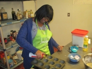 Gerlena making cornbread muffins!